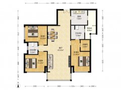 岗西小区电梯房11楼 125平三室两厅 家具家电齐全拎包入住
