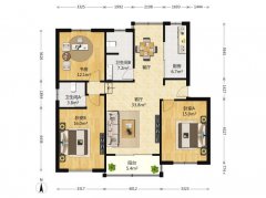 三环西区11楼125平三室两厅精装修配套齐全两部空调拎包入住